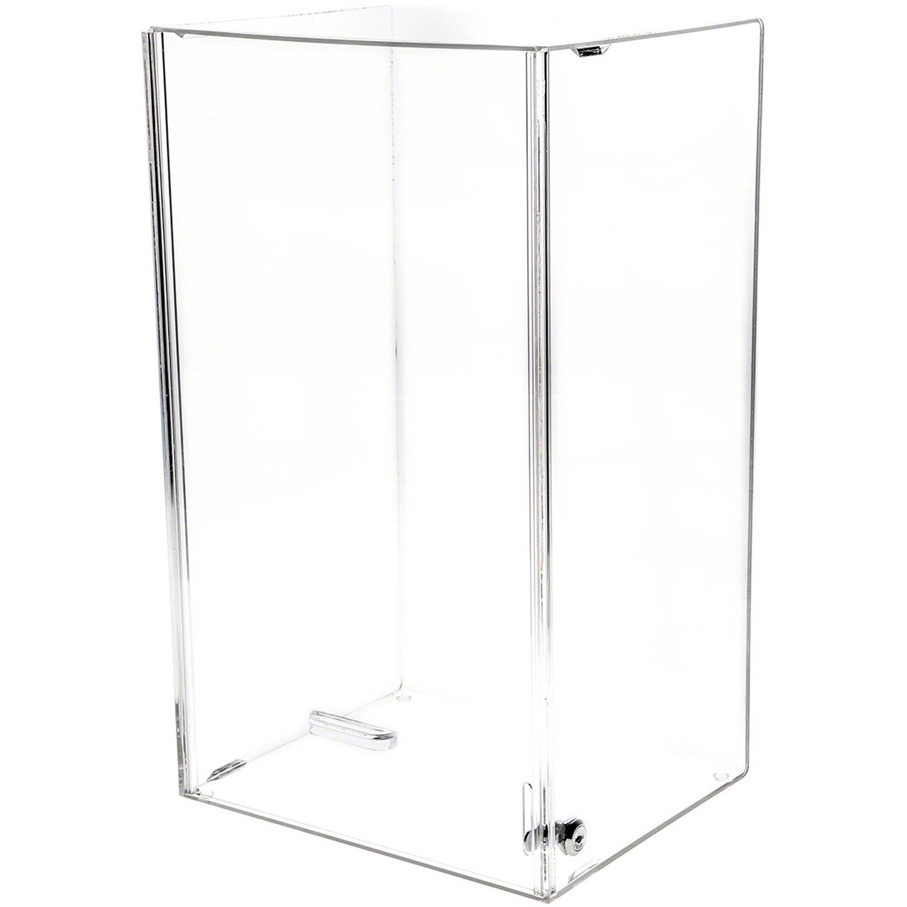 Plymor Clear Acrylic Locking Display Case with Sliding Back, No Shelf, 20.75" H x 12.25" W x 10" D